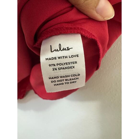 Lulus Red Asymmetrical Wrap Midi Dress Size Small NWT High Low Hem - Picture 6 of 11